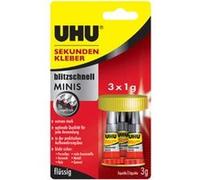UHU Mini Colle instantanée blitzschnell, 3 minis, 3 tubes d' G