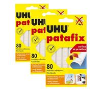 UHU Patafix blanche - pastilles adhésives prédécoupées, pâte à fixer, repositionnables, blanche, 80 pastilles (Lot de 3)