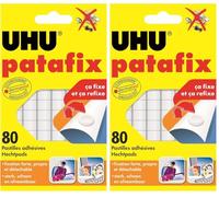 UHU Patafix blanche - pastilles adhésives prédécoupées, pâte à fixer, repositionnables, blanche, 80 pastilles (Lot de 2)