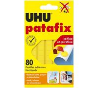 UHU Patafix - Pastilles Adhésives Double Face Prédécoupées Tous Supports | Fixation Rapide, Propre et Repositionnable - Testées Sous Contrôle Dermatologique - Jaunes - 80 Pastilles