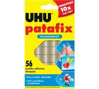 UHU Patafix - Pastilles Adhésives Prédécoupées - Fixation Rapide et Propre - Fixation invisible - Transparentes - 56 Pastilles Adhésives Double Face