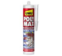 UHU Polymax extra fort invisible- Mastic/colle MSP pour coller, assembler et jointer, séchage rapide, sans solvants, transparent, cartouche 300 g