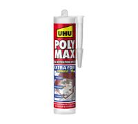 UHU Polymax extra fort invisible- Mastic/colle MSP pour coller, assembler et jointer, séchage rapide, sans solvants, transparent, cartouche 300 g