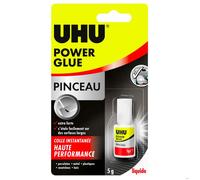 UHU Power Glue - Glue Extra-Forte avec Pinceau - Pour Tous Types de Supports - S'Etale Facilement Sur de Larges Surfaces - Résistante à L'eau - Transparente - Flacon avec Pinceau Applicateur 5 g
