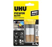 UHU Power kitt Minis- Pâte Époxy à Réparer Intérieur/Extérieur | Formule Bi Composant Extra Forte Pour Réparer Tous Matériaux ET Surfaces - Résistante à L'Eau - Gris - Tube de 6 x 5 g