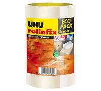 UHU Rollafix - Ruban Adhésif Marron - Emballage, Packaging - Adhérence Elevée - Sans Solvants - Se Déchire à la Main - Lot de 3 Rubans de 66 m x 50 mm