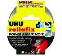 UHU Rollafix power repair - Ruban adhésif toilé waterproof pour réparer, consolider, colmater, connecter, noir, 10mx 50mm
