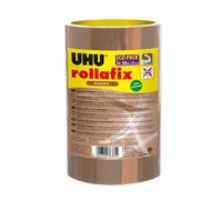 UHU Rollafix Ruban adhésif d'emballage en polypropylène silencieux 46 microns 50 mm x 50 m - Havane - Lot de 3