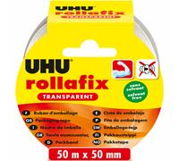 UHU Rollafix Ruban adhésif d'emballage en polypropylène silencieux 46 microns 50 mm x 50 m - Transparent