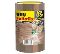UHU Rollafix Ruban adhésif d'emballage en polypropylène silencieux 46 microns 50 mm x 50 m - Havane - Lot de 3