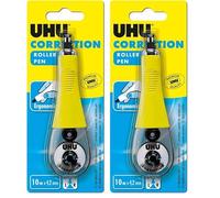 UHU Roller correcteur pen - Ruban correcteur, ergonomique, rapide et précis, blanc, 10m x 4, 2mm (Lot de 2)