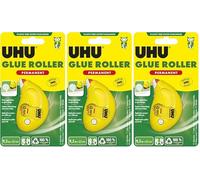 UHU Roller de colle permanent - Colle de façon permanente, rapide, propre, précis et instantané, sans solvants, transparent, 9,5 m x 6,5 mm (Lot de 3)