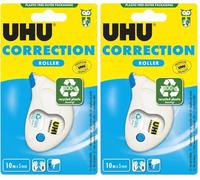 UHU Rollers Correcteur - Ruban Correcteur Compact - Rapide Propre Et Précise - Avec Capuchon Protecteur Et Vis D'Ajustement De La Bande - Fournitures Scolaire Et Bureau - Blanc - 10m X 5 mm