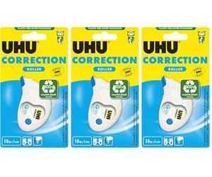 UHU Rollers Correcteur - Ruban Correcteur Compact - Rapide Propre Et Précise - Avec Capuchon Protecteur Et Vis D'Ajustement De La Bande - Fournitures Scolaire Et Bureau - Blanc - 10m X 5 mm