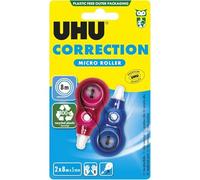 UHU Rollers Correcteur - Ruban Correcteur Micro - Application Rapide Propre Et Précise - 4 Couleurs Différentes Disponibles - Fournitures Scolaire Et Bureau - Blanc - Lot De 2 Rollers De 8 m X 5 mm