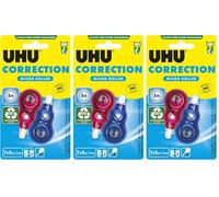 UHU Rollers Correcteur - Ruban Correcteur Micro - Application Rapide Propre Et Précise - 4 Couleurs Différentes Disponibles - Fournitures Scolaire Et Bureau - Blanc - Lot De 2 Rollers De 8 m X 5 mm