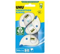 UHU Rollers Correcteur - Ruban Correcteur Mini - Rapide Propre Et Précis - Avec Capuchon Protecteur - Fournitures Scolaire Et Bureau - Blanc - Lot De 3 Rollers 6 m X 5 mm