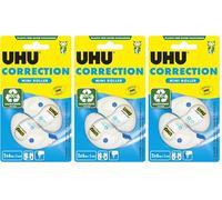 UHU Rollers Correcteur - Ruban Correcteur Mini - Rapide Propre Et Précis - Avec Capuchon Protecteur - Fournitures Scolaire Et Bureau - Blanc - Lot De 2 Rollers De 6 m X 5 mm