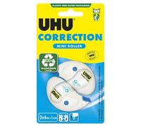 UHU Rollers Correcteur - Ruban Correcteur Mini - Rapide Propre Et Précis - Avec Capuchon Protecteur - Fournitures Scolaire Et Bureau - Blanc - Lot De 2 Rollers De 6 m X 5 mm