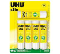 UHU Bâton de colle Stic sans solvants Blanche – École, bureau & loisirs créatifs – Lot de 5 x 21 g
