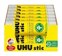 UHU Stic - Bâton de Colle Sans Solvants - Colle Enfant, Loisirs Créatifs, Bureau, Maison, École - Blanche - Fournitures de Bureau - Lot de 12 Stics de 21 g