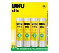 UHU Stic - Bâton de Colle Sans Solvants | Tube De Colle Blanc, Enfant, Loisirs Créatifs, Maison, Fourniture De Bureau, École - Lot de 4 Stics de 21 g