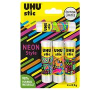 Colle - UHU - Stic - Lot de 4 stics de 8,2g - Colle sans solvant - 98% d'ingrédients naturels