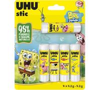 UHU Stic - Edition Bob L'Éponge - Bâton de Colle Sans Solvants | Tube De Colle Blanc, Enfant, Loisirs Créatifs, Maison, Fourniture De Bureau, École - Lot de 5 Stics de 8,2 g