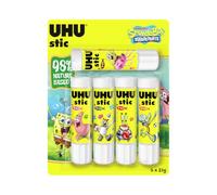 UHU Stic - Edition Bob L'Éponge - Bâton de Colle Sans Solvants | Tube De Colle Blanc, Enfant, Loisirs Créatifs, Maison, Fourniture De Bureau, École - Lot de 5 Stics de 21