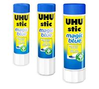 UHU Stic Magic - Lot de 3 bâtons de colle - Sans solvant - Séchage transparent - 8 g/21 g/40 g - 1 de chaque taille