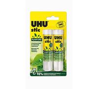 UHU Stic ReNature 2 x 21 g colle naturelle avec tube bio plastique, colle pour enfants, sûre à utiliser pour les travaux manuels, convient pour l'école, le bureau, l'université