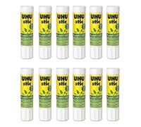 UHU Stic ReNATURE, bâton de colle écologique et sans solvant dans un emballage composé de matières premières renouvelables, 12 x 40 g