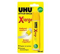 UHU Stylo Colle X Large - Colle Liquide Papier Et Carton - Application Économique - Applicateur Large Pratique - Ne Froisse Pas Le Papier - Sans Solvant Et Lavable - Transparente - Tube 50 ml