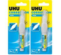 UHU Stylo correcteur - Stylo avec liquide de correction, précis, séchage rapide, blanc, 8ml (Lot de 2)