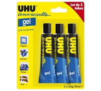 UHU Universelle - Colle Gel Tout Multi Matériaux | Formule Anti Goutte - Pratique Application Verticale - Séchage Rapide - Transparente - Lot De 3 Tubes 35 ml