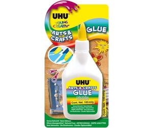 UHU Young Creativ - Colle Blanche Enfant Et Loisirs Créatifs | Colle Vynilique Mutli Matériaux - Sans Solvants - Spatule Intégrée - Sèche Transparente - Flacon 100 g