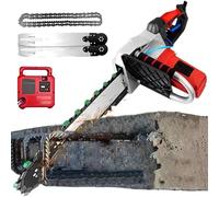 UIBAO Concrete Cutter Saw électrique,Rainureuse Beton Granit Pierre Brique,Découpe à rainurer Murale sans poussière,Pompe à Eau + 2 chaînes Diamant + 2 Guides,Profondeur 350/480mm CuttingDepth350mm