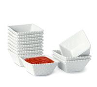 UIBFCWN 12 Pièces Bols à Sauce Carrés en Céramique, 60ML, Bols à Tapas Et Sauces, Coupelles à Trempette Sauce De Soja, mini Bols de Service pour La Préparation de La Cuisine - 7 x 2,8 cm