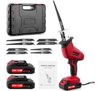 Uifame Scie sabre sans fil Brushless 21V - Kit complet avec 2x 2.0Ah Batteries, Chargeur rapide & 8 Lames - Vitesse variable 0-4000 tr/min, Éclairage LED intégré - Coupe bois, métal et PVC - Rouge