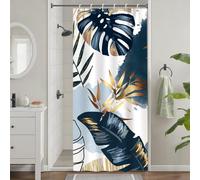 Uiiooazy Rideau Douche Anti Moisissure 90x180cm Bleu Ciel Tropical Jungle | Rideau de Baignoire Feuilles de Palmier Bleu Roi Abstrait Boheme Tissu Lavable Imperméable Polyester avec 6 Crochets