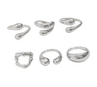 uikios Lot de 6 bagues à effet magmas liquide en alliage robuste, bijoux tendance, accessoires élégants, parfaits pour les cadeaux et les fêtes, One Size, Comme décrit, Comme décrit.
