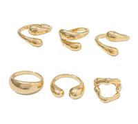 uikios Lot de 6 bagues à effet magmas liquide en alliage robuste, bijoux tendance, accessoires élégants, parfaits pour les cadeaux et les fêtes, One Size, Comme décrit, Comme décrit.