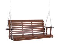 VEVOR Balançoire de porche en bois, 1702x710x600 mm, banc de terrasse pour cour et jardin, forte capacité de charge 400 kg, banc de balançoire robuste avec chaîne de suspension pour extérieur, marron