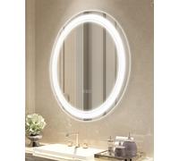 VEVOR Miroir de salle de bain rond à LED, 60 cm, miroir de maquillage avec éclairage frontal et rétroéclairé, miroir mural à mémoire antibuée avec lumières, intensité variable en continu à 3 couleurs