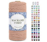 Uiopa Corde Macramé 3mm x 100m Ficelle Macramé Naturel Cordon Coton Fil Macramé 3mm Cordelette pour Suspension Murale Tressée de Plante Rideau Bricolage Décoration Intérieure Boho (Abricot)