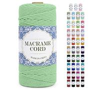 Uiopa Corde Macramé 3mm x 100m Ficelle Macramé Naturel Cordon Coton Fil Macramé 3mm Cordelette pour Suspension Murale Tressée de Plante Rideau Bricolage Décoration Intérieure Boho (Vert d'Eau)