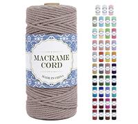 Uiopa Corde Macramé 3mm x 100m Ficelle Macramé Naturel Cordon Coton Fil Macramé 3mm Cordelette pour Suspension Murale Tressée de Plante Rideau Bricolage Décoration Intérieure Boho (Chanvre Gris)