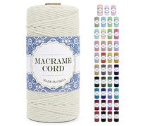 Uiopa Corde Macramé 3mm x 100m Ficelle Naturel Cordon Coton Fil Macramé 3mm Cordelette pour Suspension Murale Tressée de Plante Rideau Bricolage Décoration Intérieure Boho (Naturel)