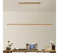 UIOPPOI Suspension linéaire en Bois, lumières d'îlot de lumière de Salle à Manger, plafonnier LED Moderne à intensité Variable, pour Salle à Manger, Cuisine, îlot, Salon, Bar, Bois, 150 cm