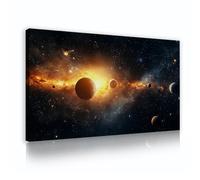 UIRINGART Système solaire Galaxy Toile Wall Art Espace Affiche Peinture Impressions Astronomiques Univers Photo Pour Salon Chambre Bureau Décor 45x80cm Cadre intérieur